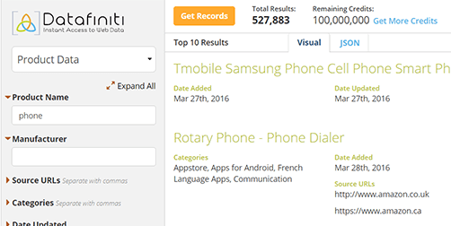 Datafiniti Search UI