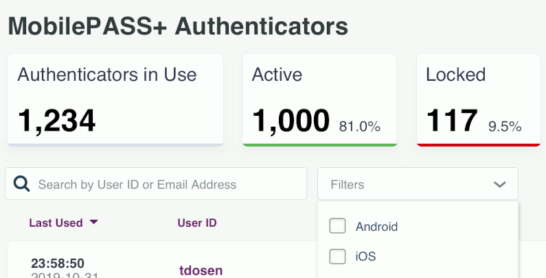MobilePASS+ Health Dashboard